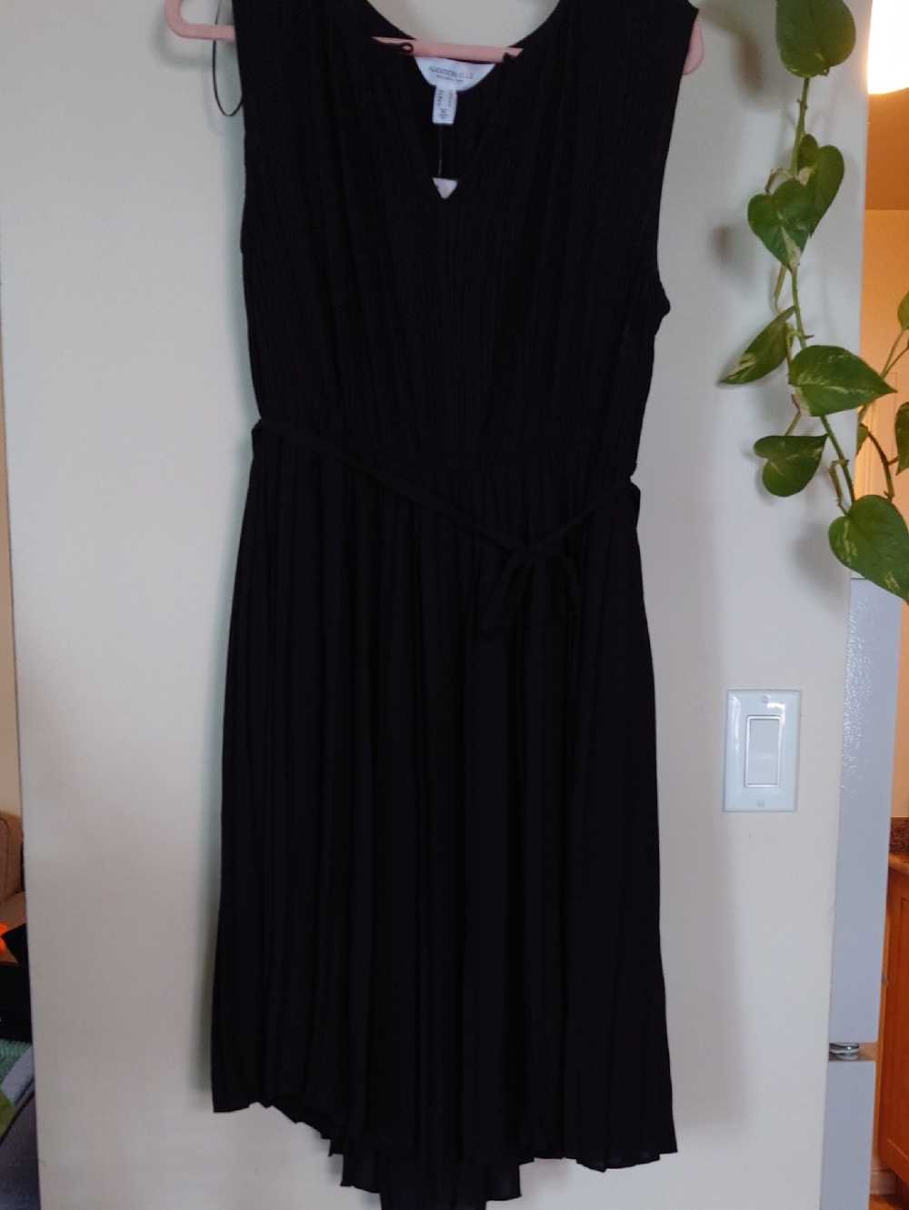 Addition Elle Black Sleeveless Pleated Dress